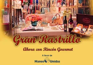 Cartel del rastrillo solidario del hotel Wellington a favor de Manos Unidas