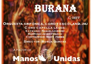 Cartel del V concierto Voces Unidas de la orquesta de la JMJ a favor de Manos Unidas