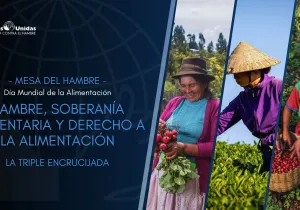 Cartel anunciador del encuentro «Hambre, soberanía alimentaria y derecho a la alimentación, la triple encrucijada»