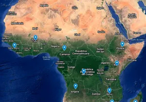 Mapa de los proyectos de emergencia contra el coronavirus en África