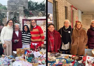Foto combinada donde se ven los equipos de voluntarias que atendieron en los diferentes puestos.