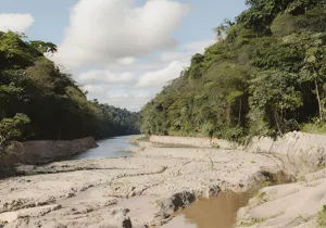 Representación virtual de la sequía de la Amazonía (Imagen generada por la IA de Canva)