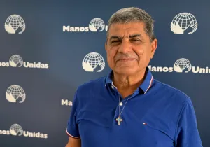 George Sabe, durante su visita a los servicios centrales de Manos Unidas. Fotografía: Alberto Fernández