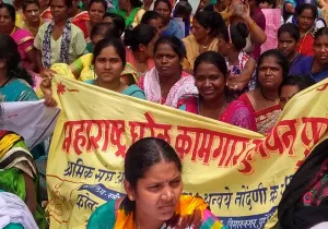 En la imagen, manifestación que reunió en Delhi a distintos sindicatos de empleadas de hogar a nivel nacional.