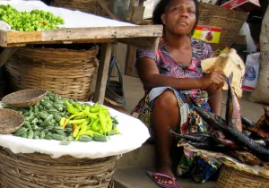 Manos Unidas ONG - Una mujer ofrece sus pescados en el mercado de Hanoukope. | Imagen: Togo - Carmen Lacalle.