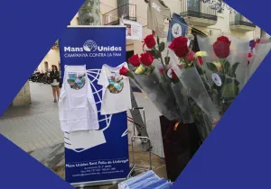 Rosas y libros para Manos Unidas en Vilanova i la Geltrú