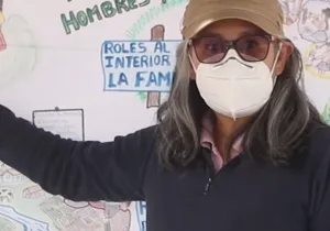 Raquel Reynoso en una formación en Ayachuco, Perú