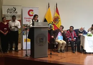Clara Pardo, presidenta de Manos Unidas, en el acto de cierre del convenio con Ecuador. Foto Ana Pérez/Manos Unidas