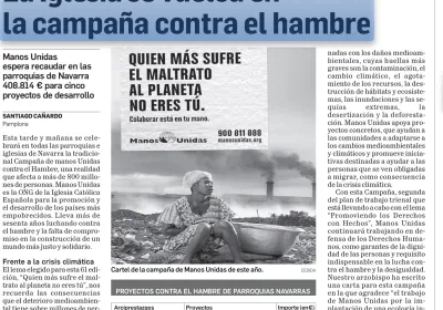 La Iglesia se vuelca en la campaña contra el hambre en Diario de Navarra