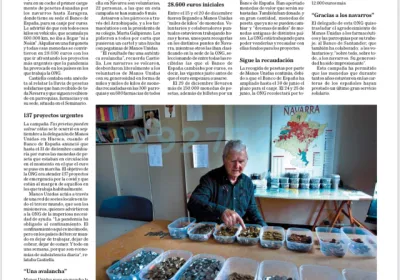 Diario de Navarra publica la solidaridad de los navarros en la Campaña de la Peseta Solidaria de Manos Unidas