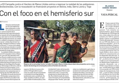 Diario de Navarra en su contraportada nos recuerda 'Poner el foco en el hemisferio sur'