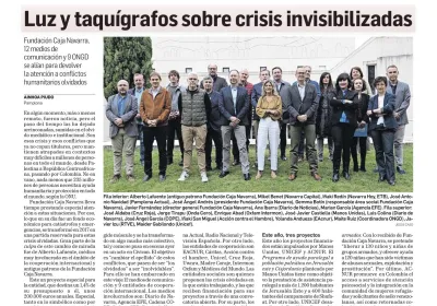 Fundación Caja Navarra y las crisis olvidadas en el Diario de Navarra