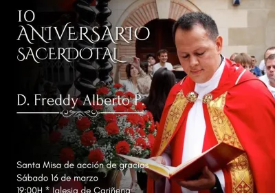X Aniversario Sacerdotal de D. Freddy Pérez, Consiliario de Manos Unidas y párroco de Cariñena