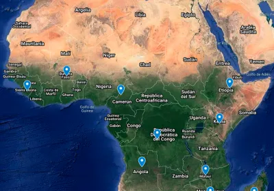 Mapa de los proyectos de emergencia contra el coronavirus en África