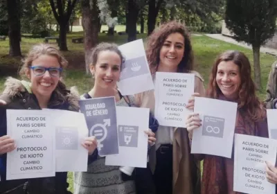 Las jóvenes participantes en las actividades programadas en Polonia durante la COP24 . Foto Manos Unidas