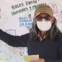 Raquel Reynoso en una formación en Ayachuco, Perú