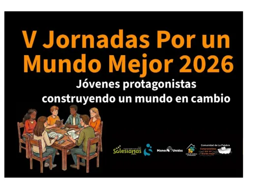 Sección del cartel de las V Jornadas por un Mundo Mejor 2026 celebradas en Telde, Gran Canaria.