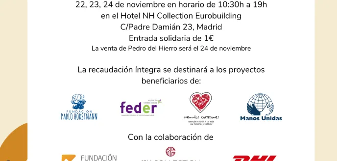 Cartel del rastrillo solidario del hotel Wellington a favor de Manos Unidas