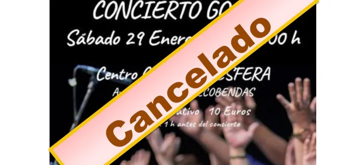 Cartel concierto de Gospel  en Alcobendas a beneficio de Manos Unidas
