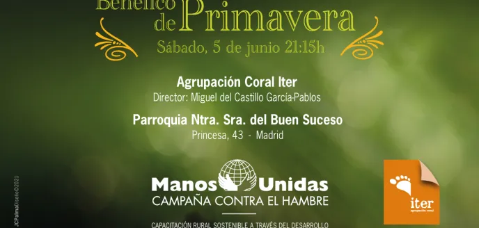 Cartel del Concierto de Primavera 2021 a beneficio de Manos Unidas