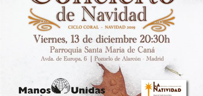 Cartel del Concierto de Navidad 2019 de Manos Unidas Madrid 