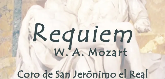 Cartel del concierto Requiem de  Mozart, por el coro de San Jerónimo el Real, a beneficio de Manos Unidas