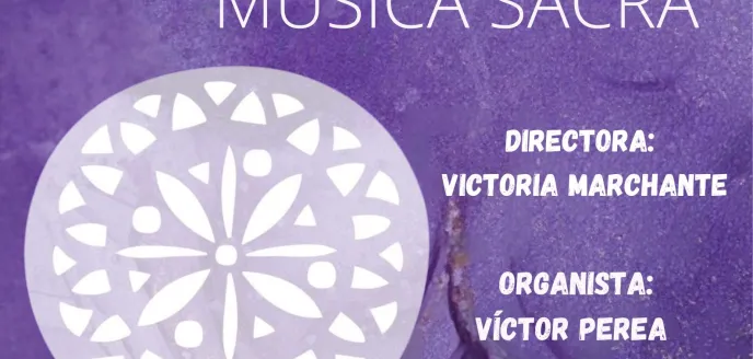 Cartel del concierto MUSICA SACRA en la parroquia de la Santa Cruz a favor de Manos Unidas 