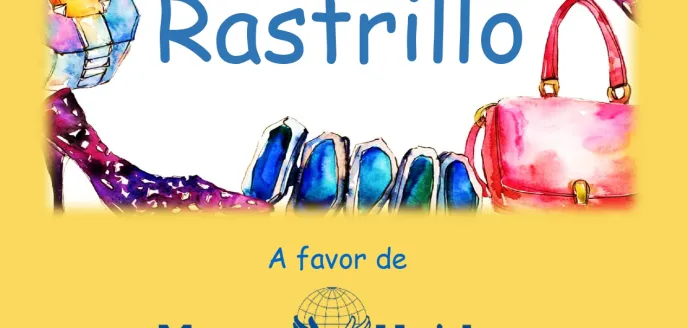 Cartel del rastrillo solidario en el hotel Wellington a favor de Manos Unidas Madridf