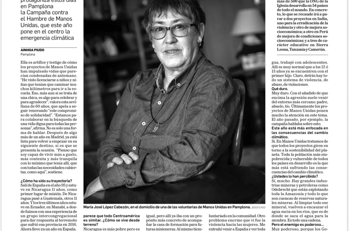 María José López Cabezón misionera mercedaria de Bérriz en Diario de Navarra