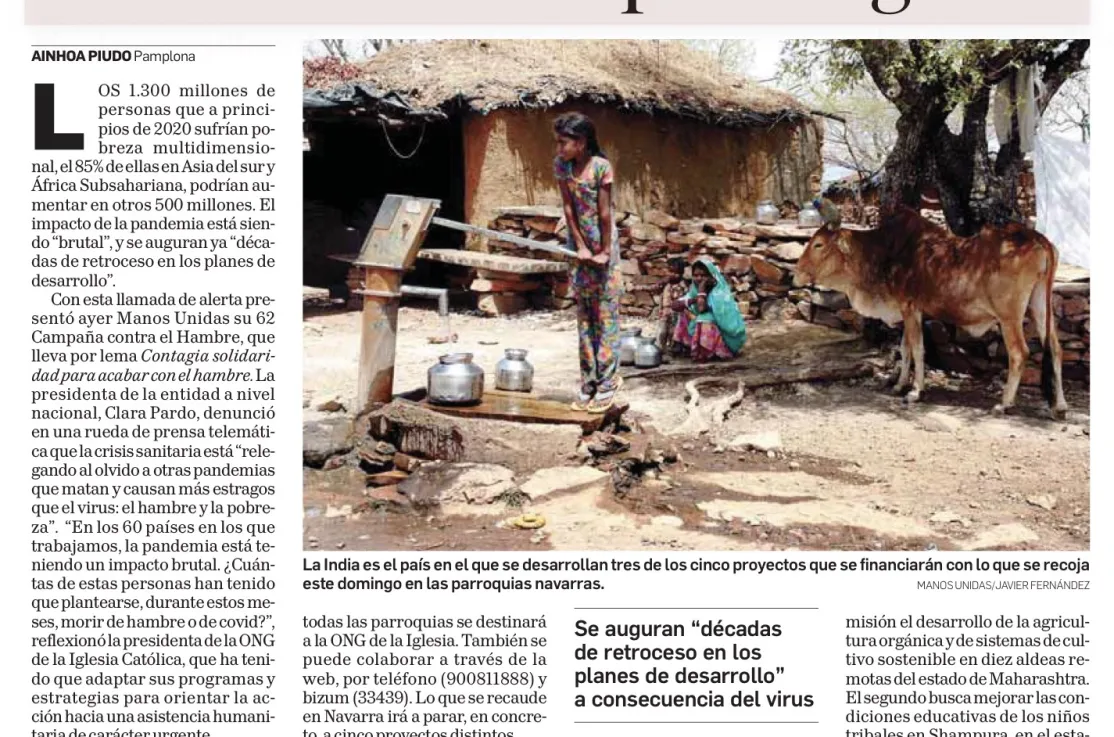Diario de Navarra nos recuerda 'Solidaridad local para lo global' con motivo de la campaña de Manos Unidas