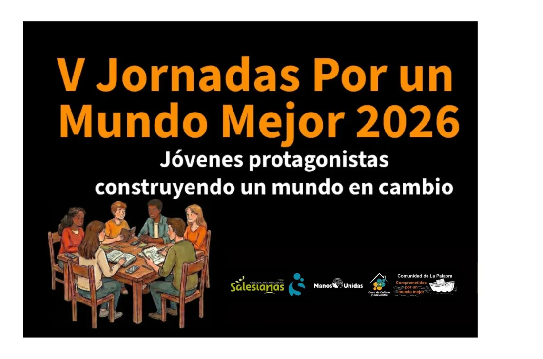 Sección del cartel de las V Jornadas por un Mundo Mejor 2026 celebradas en Telde, Gran Canaria.