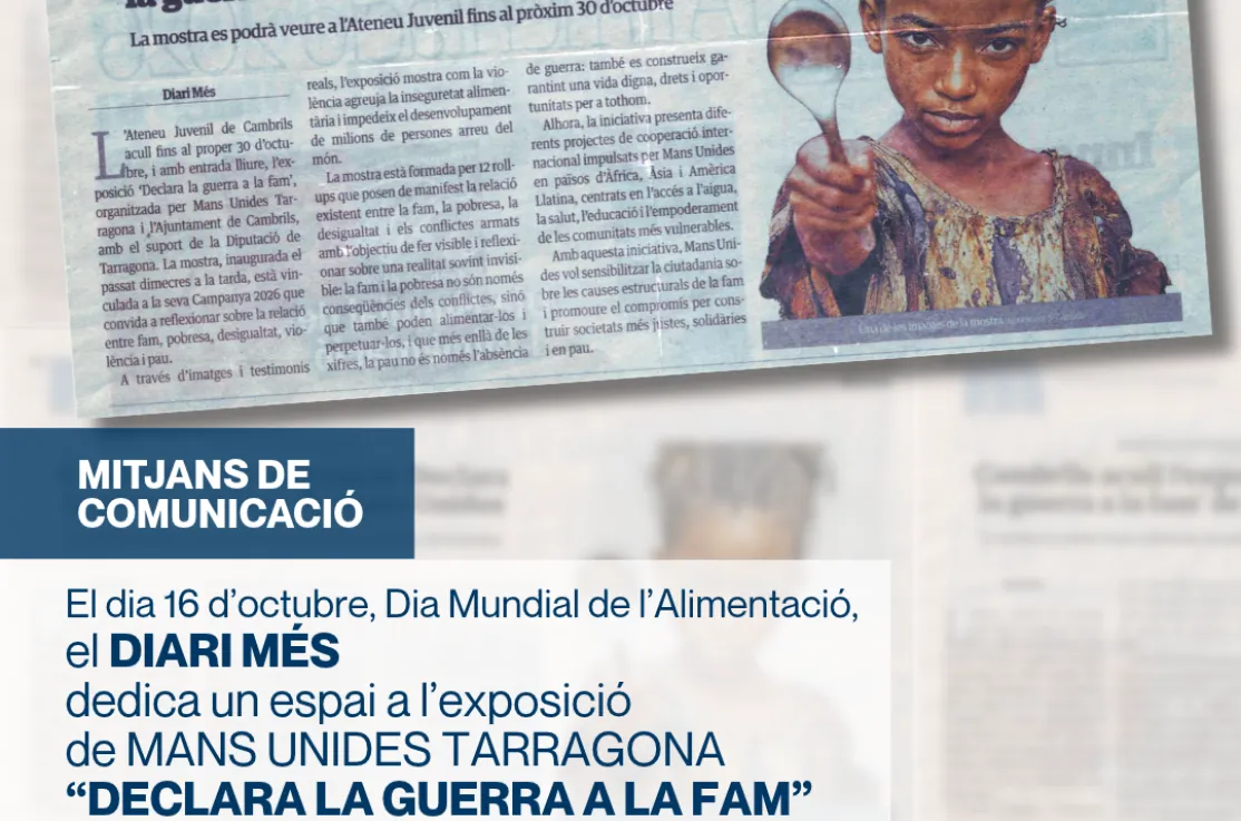 Diari Més sobre exposició de Mans Unides a Ateneu Juvenil de Cambrils