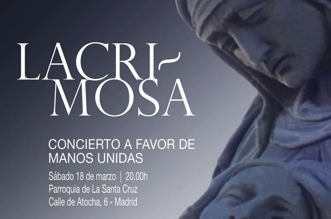 Cartel del concierto Lacrimosa de la Coral ITER a beneficio de Manos Unidas