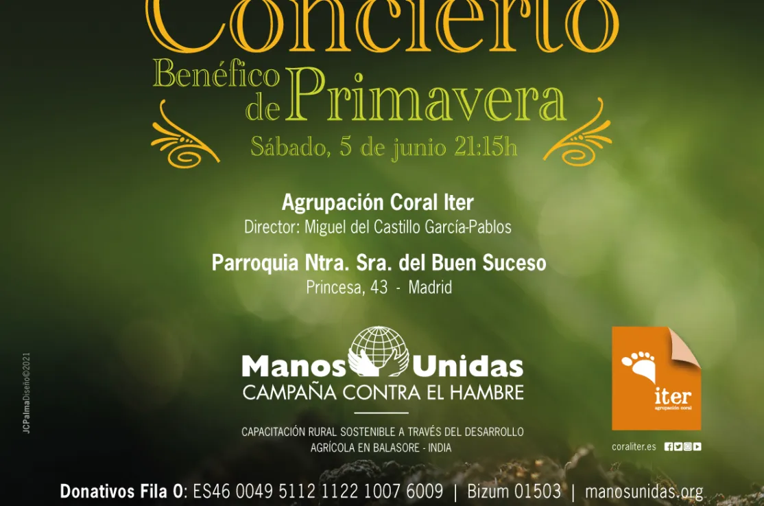 Cartel del Concierto de Primavera 2021 a beneficio de Manos Unidas