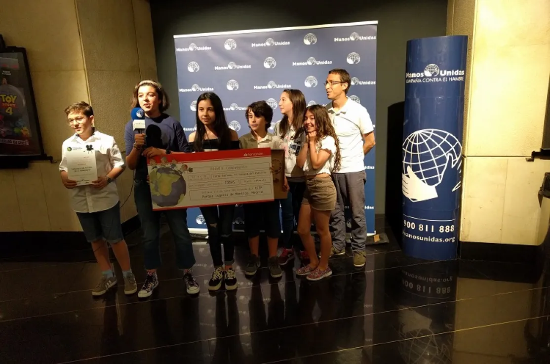 Entrega del premio Clipmetrajes Manos Unidas 2019 al CEIP Parque Eugenia de Montijo de Madrid