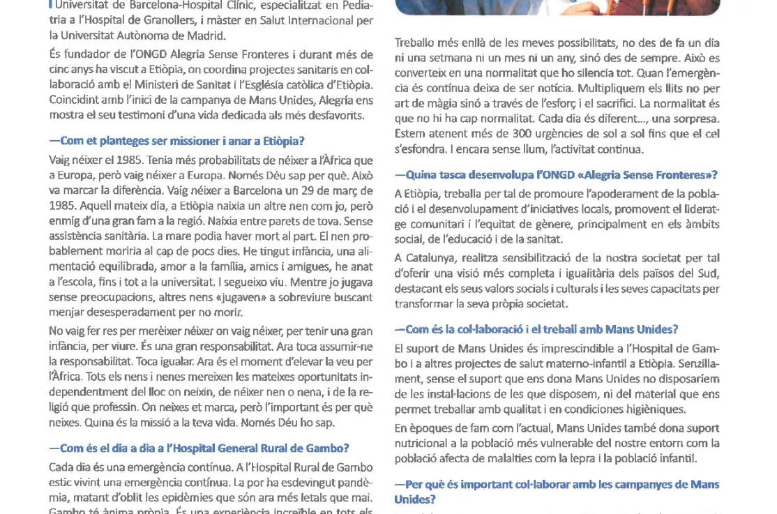 Testimonio de primera mano del trabajo de Manos Unidas