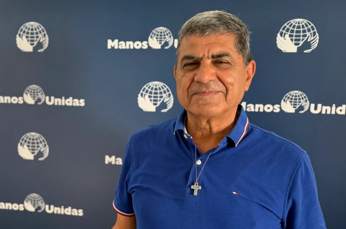 George Sabe, durante su visita a los servicios centrales de Manos Unidas. Fotografía: Alberto Fernández