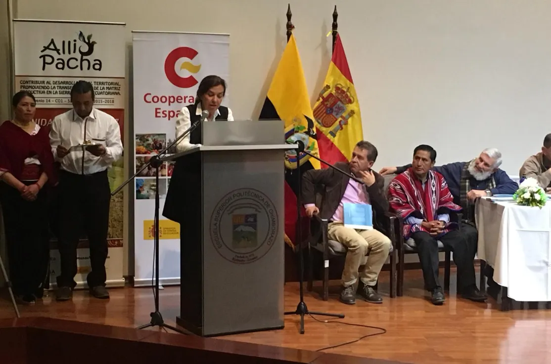 Clara Pardo, presidenta de Manos Unidas, en el acto de cierre del convenio con Ecuador. Foto Ana Pérez/Manos Unidas