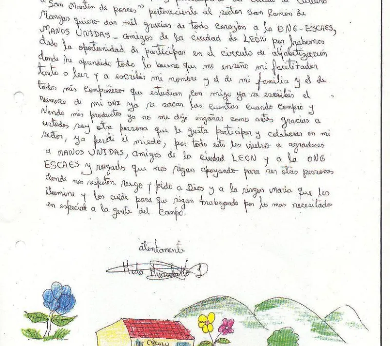 Carta de Hilda, participante de los "Círculos de Cultura"