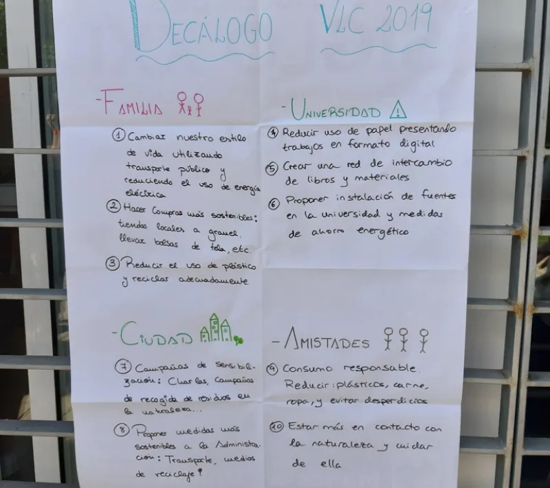 Y aquí está  de puño y letra el Decálogo de las jornadas de Manos Unidas Valencia.