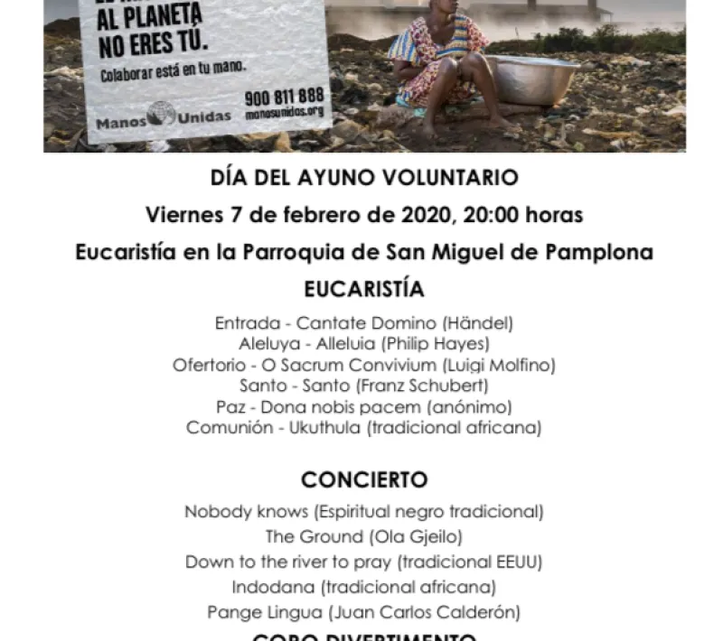 Misa y Concierto en Pamplona el día del ayuno voluntario de Manos Unidas