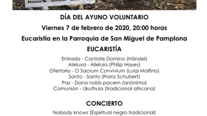 Misa y Concierto en Pamplona el día del ayuno voluntario de Manos Unidas