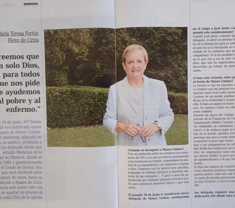La nueva delegada de Manos Unidas Pamplona en el semanario La Verdad de la Iglesia Navarra