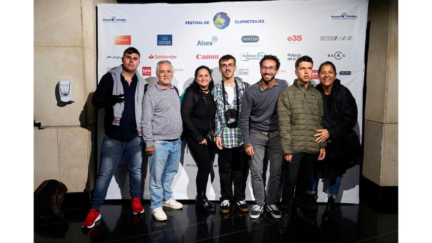 Participantes y asistentes a la Gala Nacional de Clipmetrajes en la categoría Escuelas que volaron desde Gran Canaria a Madrid.