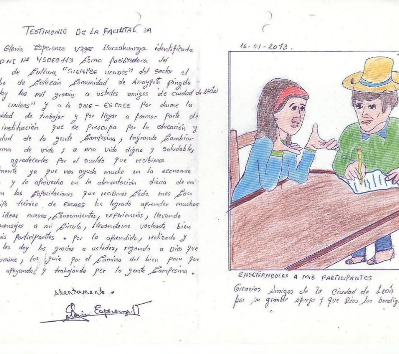 Carta de Gloria Esperanza, participante de los "Círculos de Cultura"
