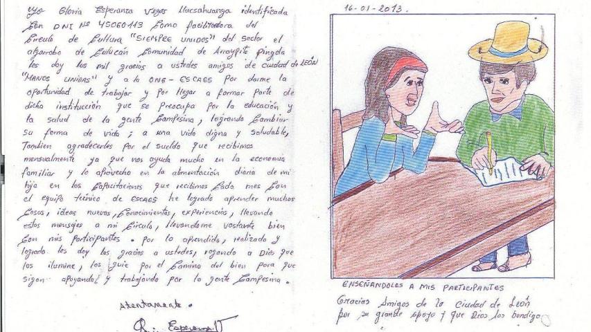 Carta de Gloria Esperanza, participante de los "Círculos de Cultura"