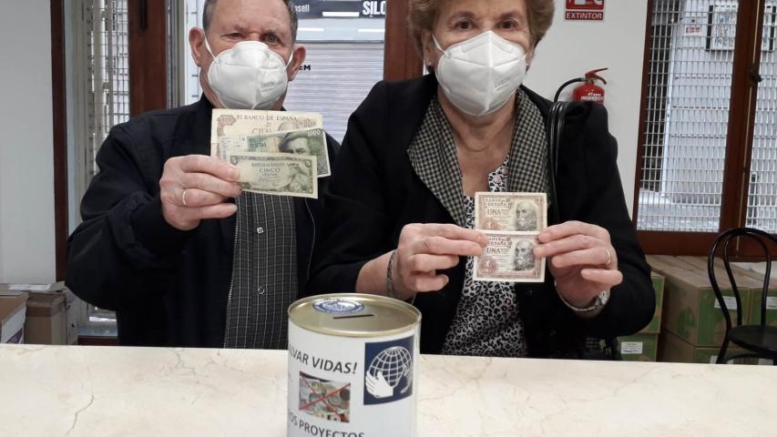 Donativo anónimo de la campaña "Tus pesetas pueden salvar vidas" de Manos Unidas Valencia.