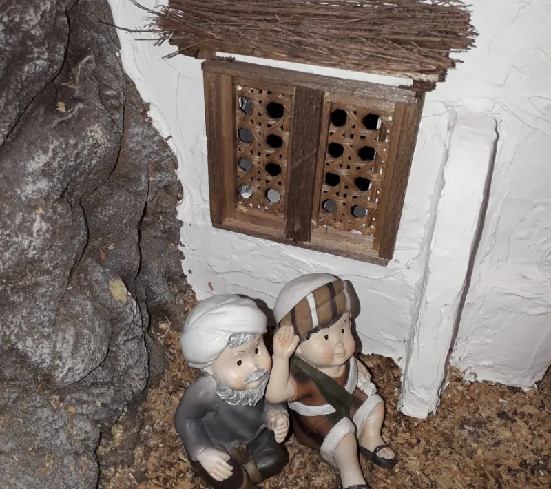 Detalle del belén en Manos Unidas Valencia.