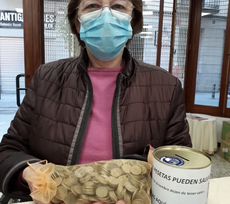 Donativo anónimo de la campaña "Tus pesetas pueden salvar vidas" de Manos Unidas Valencia.