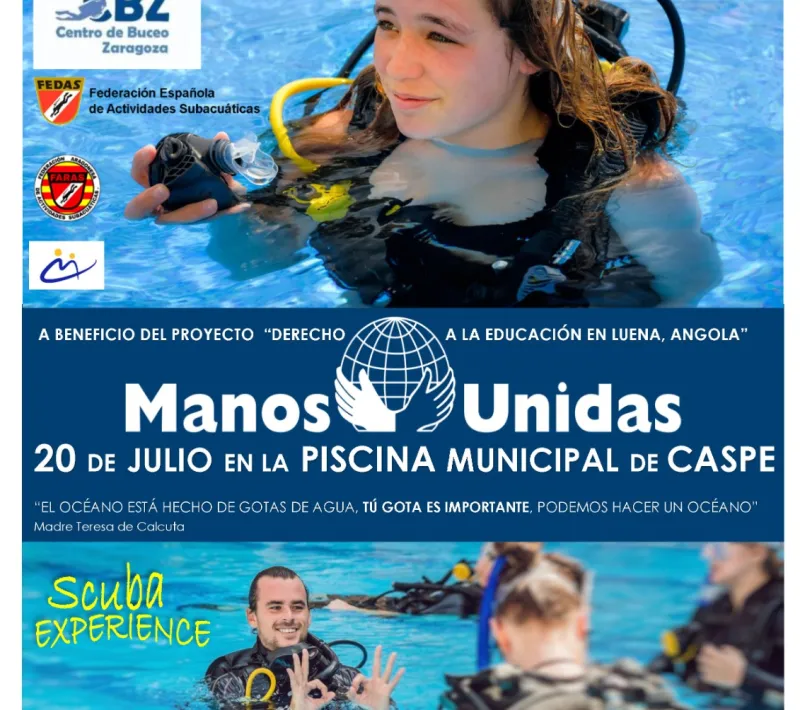 Cartel Bautismo Subacuático Solidario en Caspe